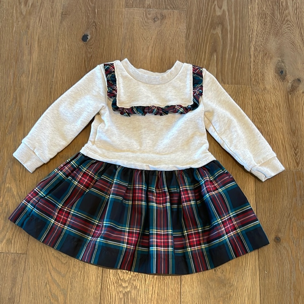 Gap Plaid Ruffle Sweatshirt Dress - 2T
